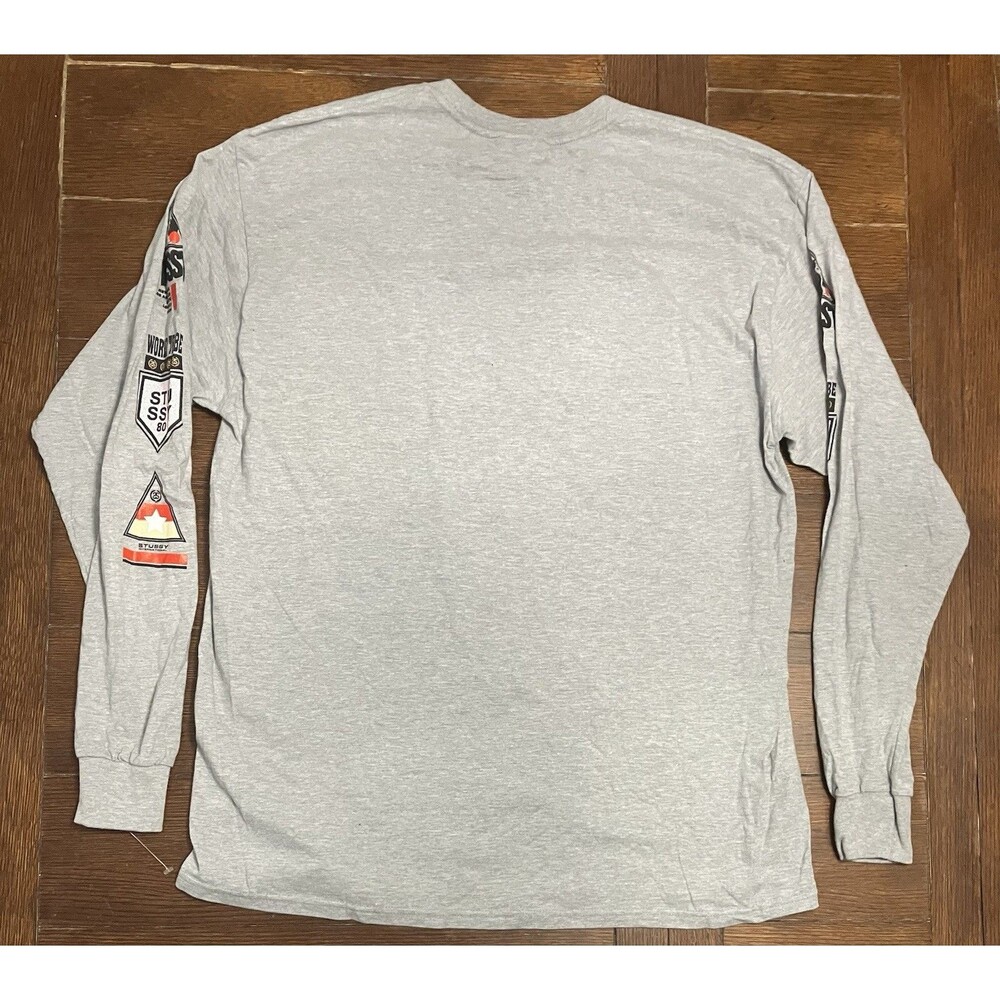 Stussy World Tribe S Link Logo Grey Long Sleeve Shirt Men's XL Streetwear NWOT - Picture 5 of 5